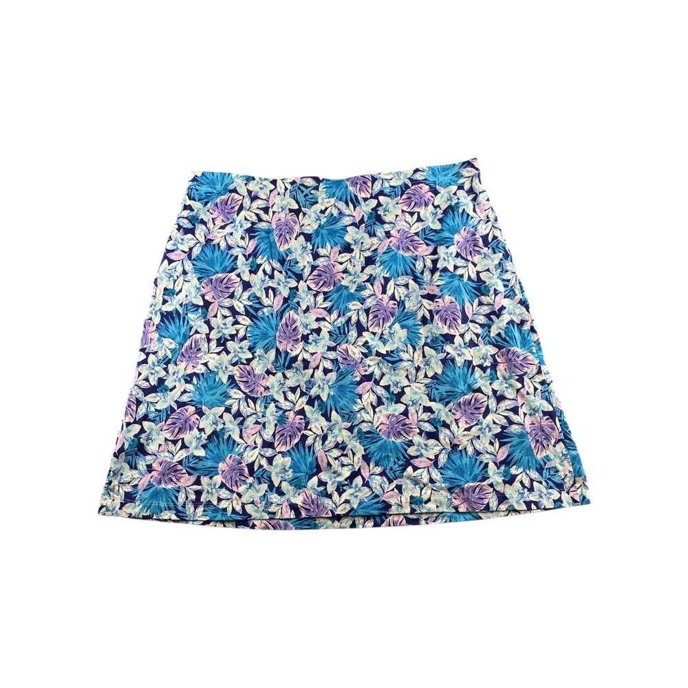 J. Jill Womens Blue Purple Floral Tropical Pull On Skort Size L NWT